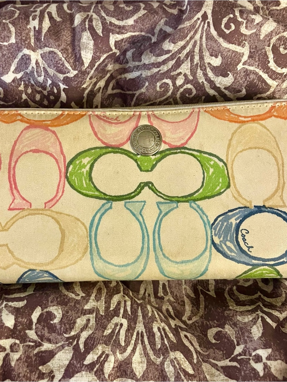 Coach Multicolor Signature Canvas Clutch in Blue, Green, Pink, Orange, Tan